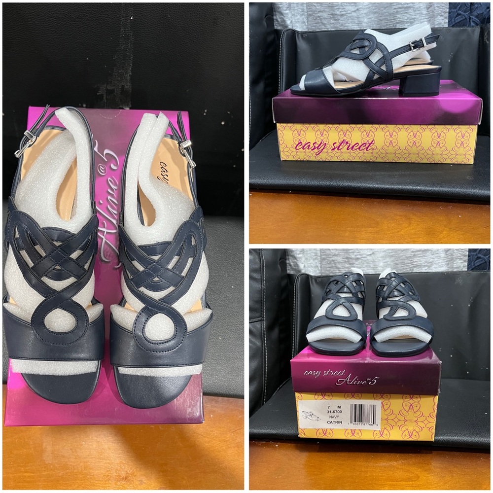 Easy Street Black and White Sandals